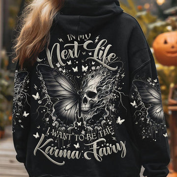 KARMA FAIRY SKULL SKULL BUTTERFLY BLACK ALL OVER PRINT - TLNO2409241