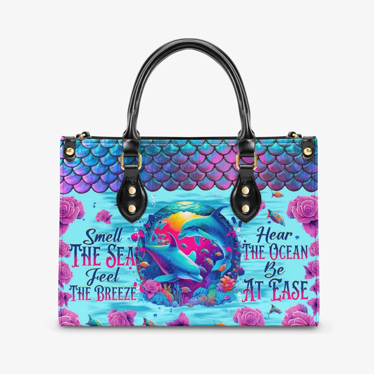 Bigcrowns SMELL THE SEA FEEL THE BREEZE DOLPHIN LEATHER HANDBAG T3003244