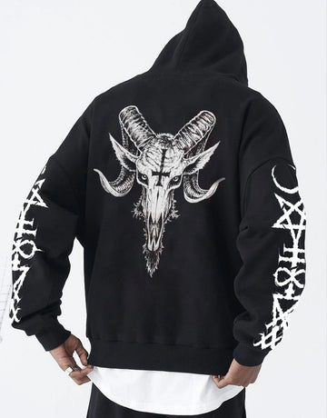 Satan Evil Star Print Oversize Hoodie