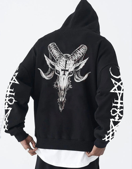 Satan Evil Star Print Oversize Hoodie