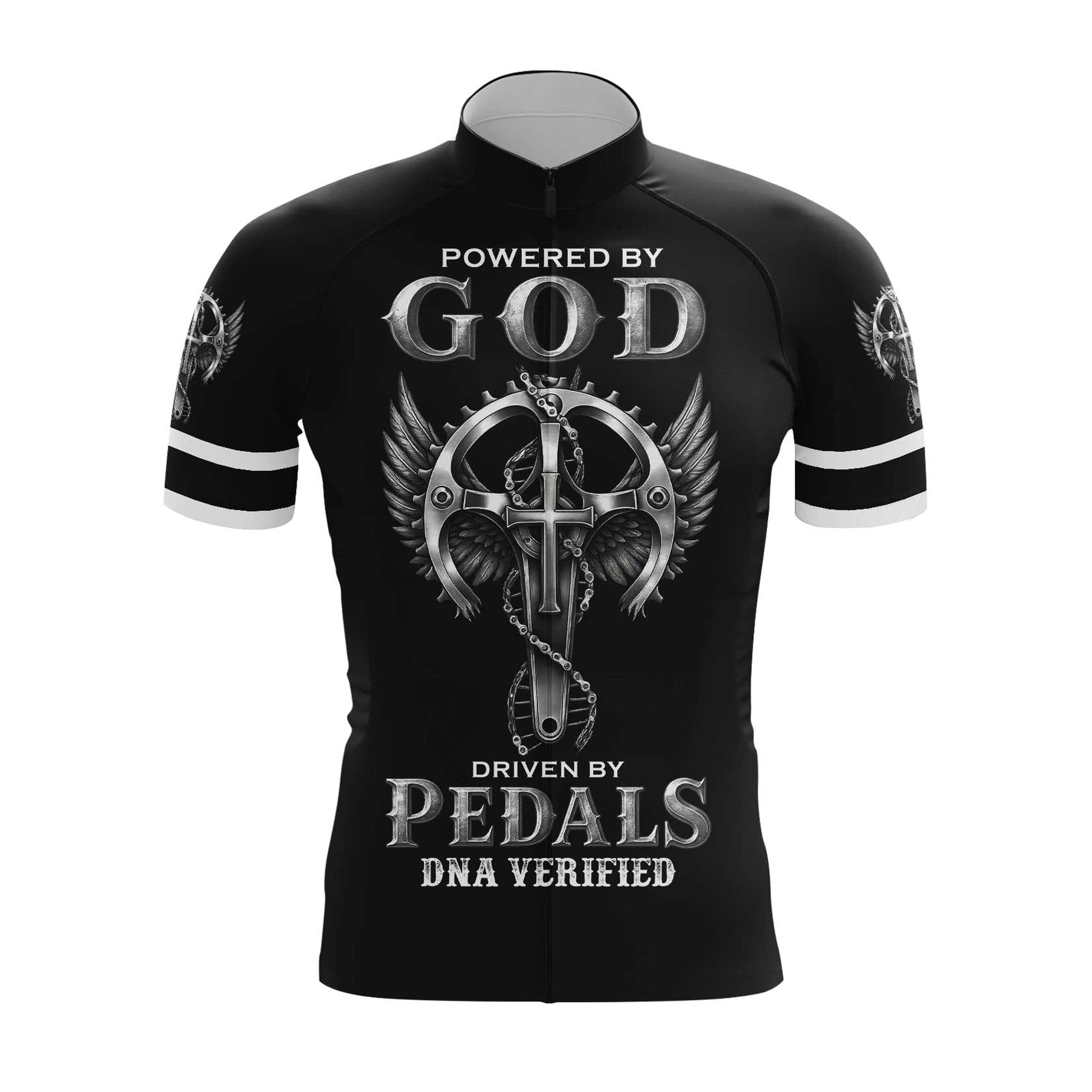 Powered By God DNA Men's Cycling Jersey Set, Road Bike Cycling Kit for Men, Biking Outfit, Bicycle Suit, Team Racing Uniform