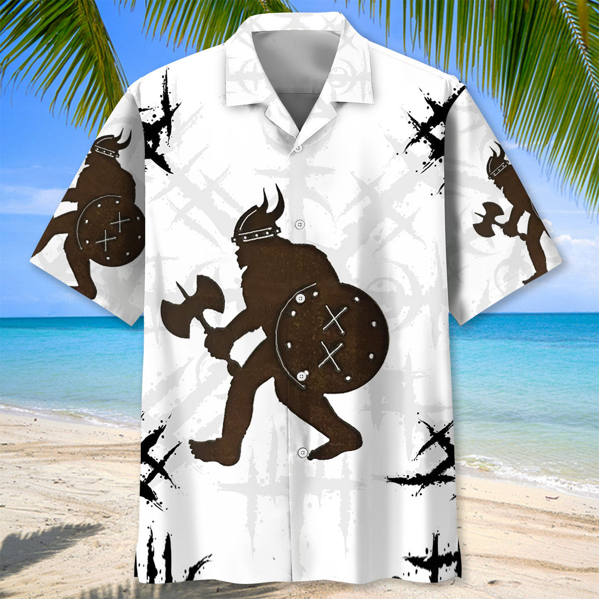 Bigfoot Viking Warrior Hawaiian Shirt