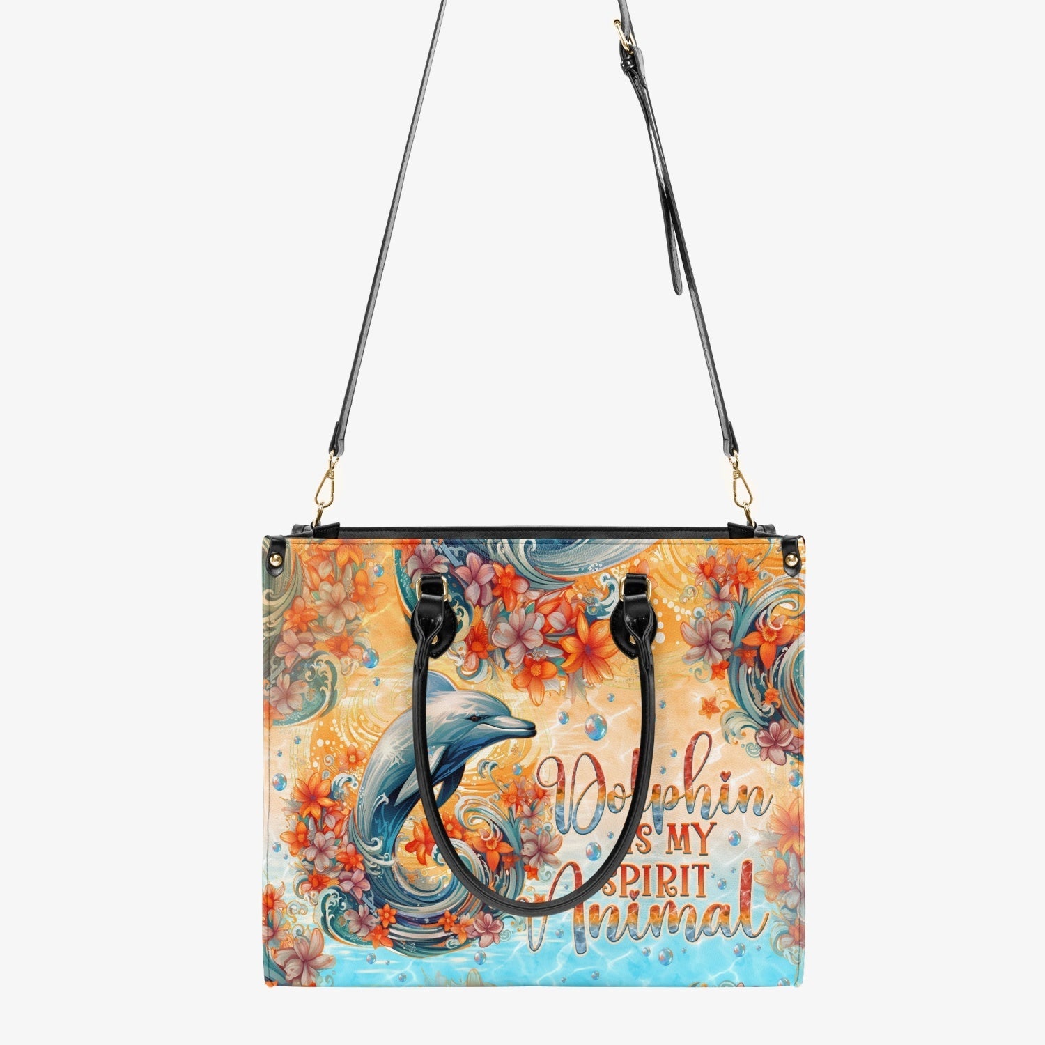 Bigcrowns DOLPHIN IS MY SPIRIT ANIMAL LEATHER HANDBAG O2803249