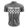 BigCrowns | Custom Name Checkered Grey Cycling Team Jersey and Bibs