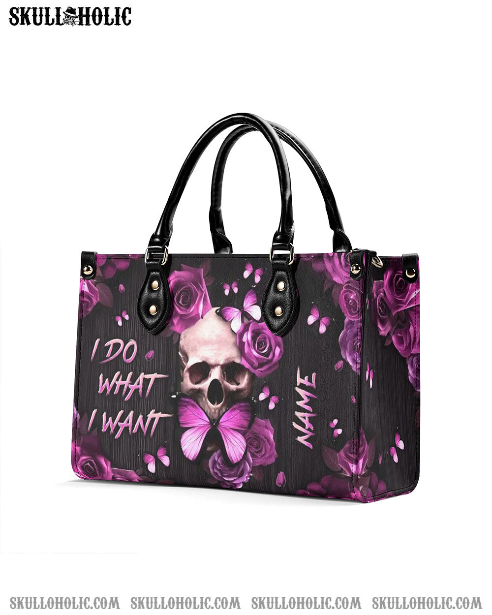 I DO WHAT I WANT SKULL ROSE LEATHER HANDBAG - YHLN3107244