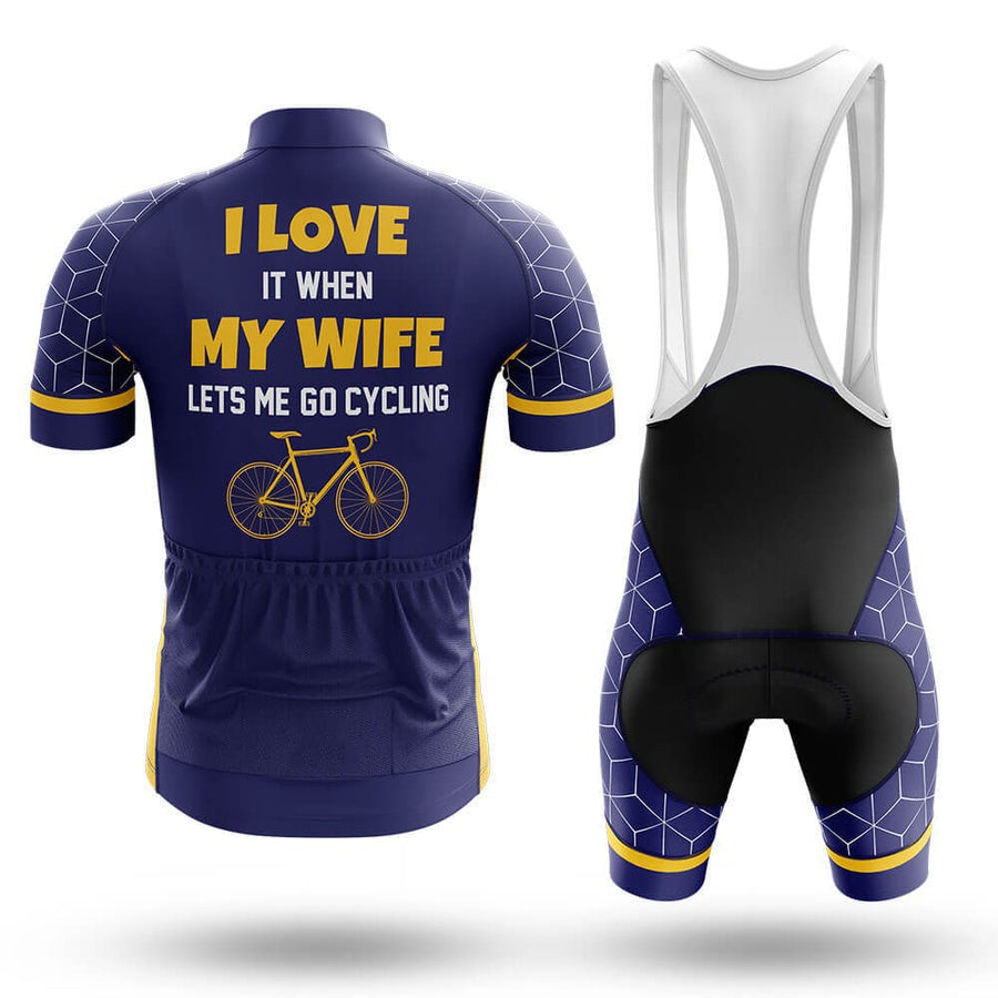 I Love It When My Wife Lets Me Go Cycling Men's Cycling Jersey Set, Road Bike Cycling Kit for Men, Biking Outfit, Bicycle Suit, Team Racing Uniform