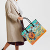 Bigcrowns SANDY TOES SUNKISSED NOSE TURTLE HIBISCUS LEATHER HANDBAG W3003242