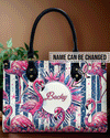 Flamingo Tropical Leather Handbag