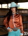 AMBER AZTEC SATIN PERFORMANCE RODEO SHIRT