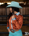 AMBER AZTEC SATIN PERFORMANCE RODEO SHIRT