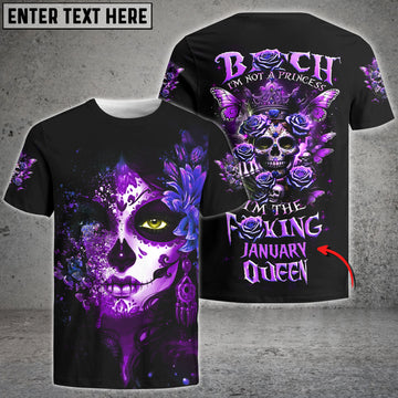 I'M NOT PRINCESS IM F*KING QUEEN PURPLE ALL OVER PRINT CUSTOM MONTH SHIRT