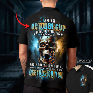 Skull Polo Shirt A Crazy Fucker In Me Custom Month Shirt