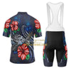 BigCrowns |  Samoa Polynesian Turtle Blooming Hibiscus 3 Blue Sleeve Cycling Kit