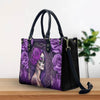 SUGAR SKULL LADY PURPLE ROSE LEATHER HANDBAG