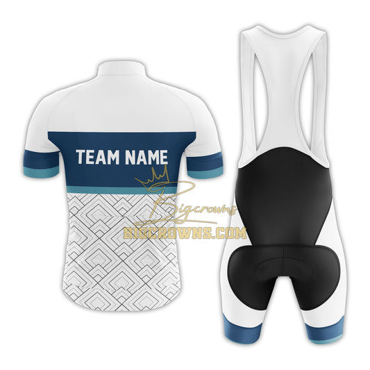BigCrowns | White Navy Cycling Short Sleeve Custom Name Cycling Kit