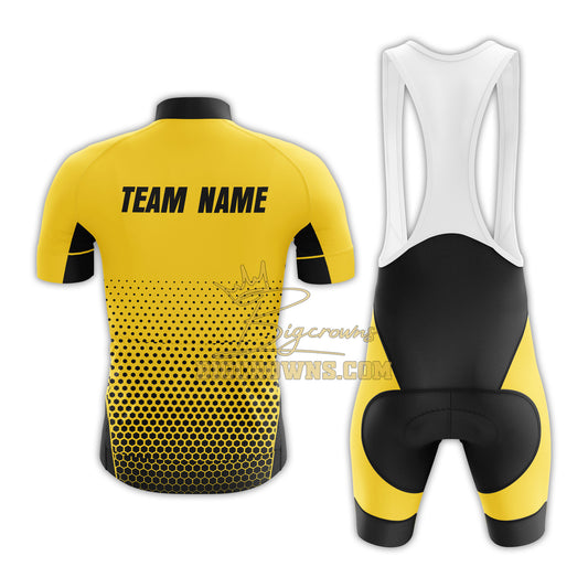BigCrowns | Yellow Black Point Cycling Short Sleeve Custom Name Cycling Kit