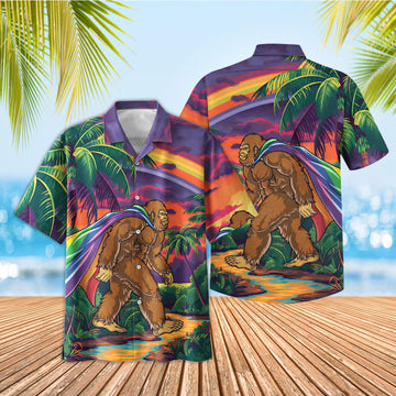 Rainbow Bigfoot Hawaiian Shirt