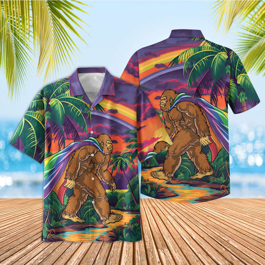 Rainbow Bigfoot Hawaiian Shirt