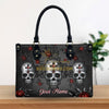 DARK SKULL ROSE LEATHER HANDBAG