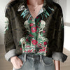 Mexico Women Casual Shirt Floral Skull Dia De Los Muertos
