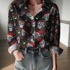 Xmas Skulls Love Christmas Cocktails Women Casual Shirt