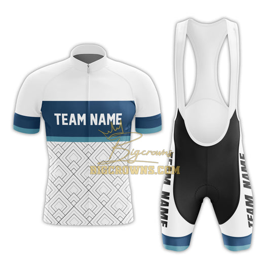BigCrowns | White Navy Cycling Short Sleeve Custom Name Cycling Kit