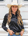 BLACK SATIN PERFORMANCE RODEO SHIRT