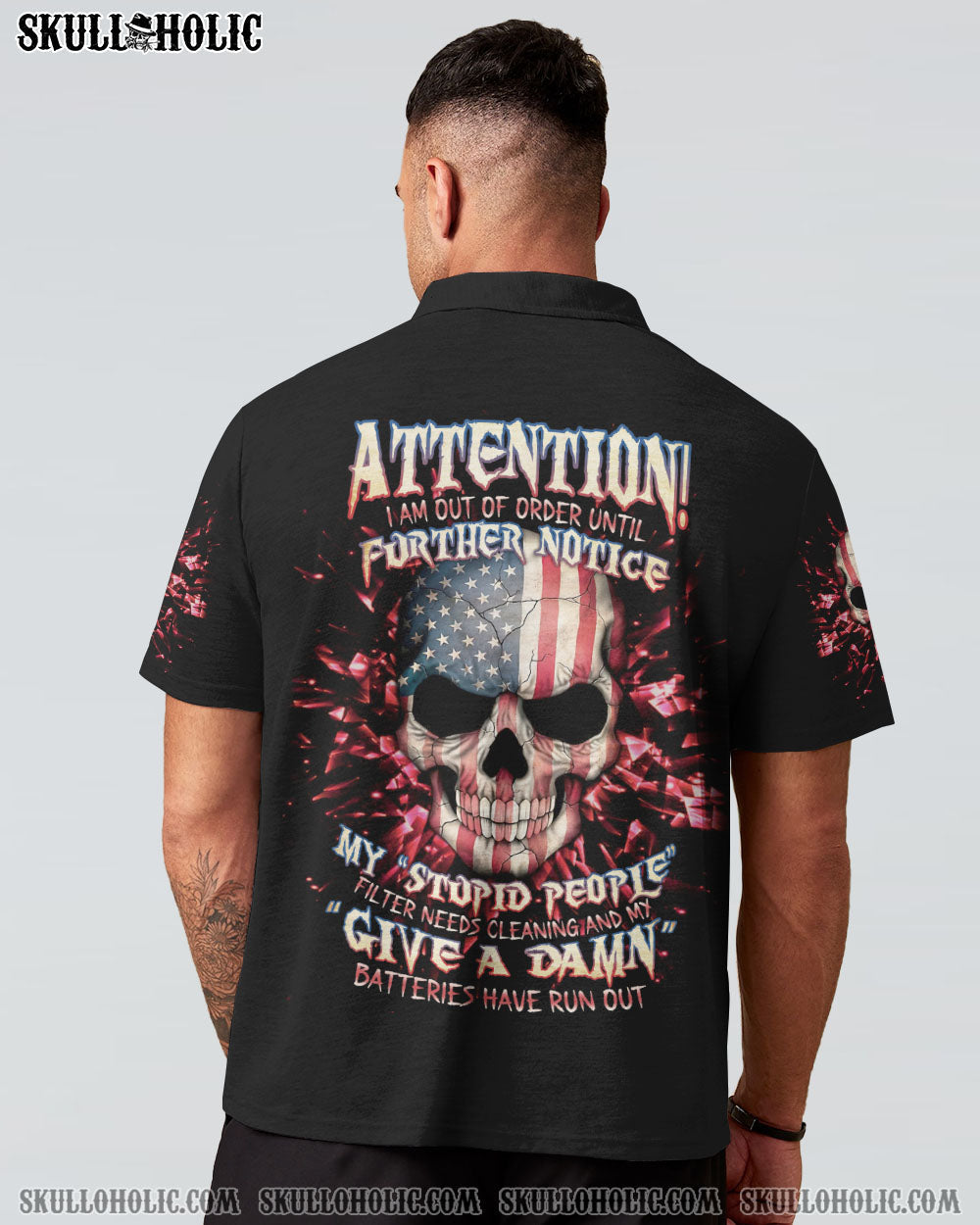 ATTENTION I AM OUT OF ORDER SKULL FLAG ALL OVER PRINT - TLNT1005233