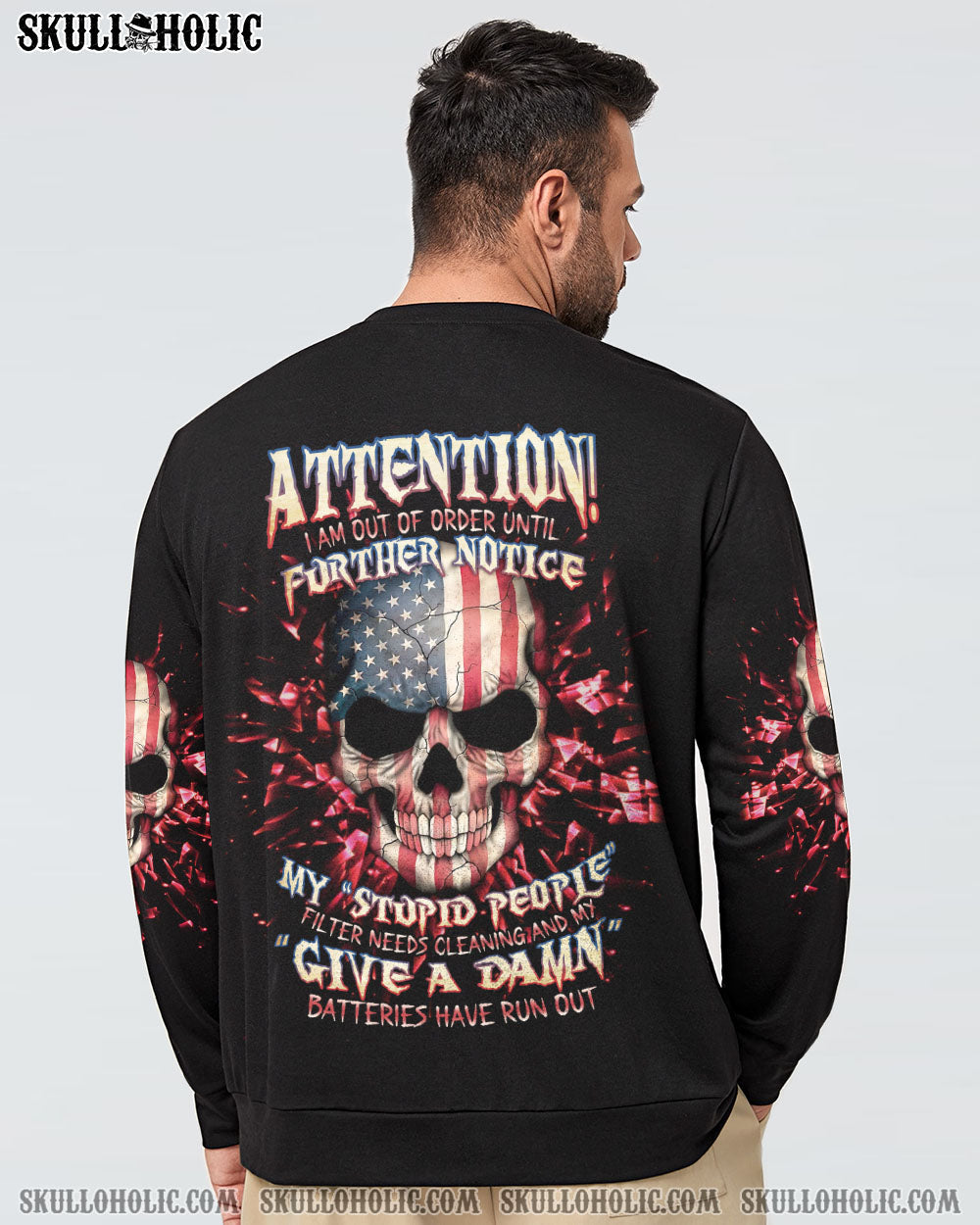 ATTENTION I AM OUT OF ORDER SKULL FLAG ALL OVER PRINT - TLNT1005233