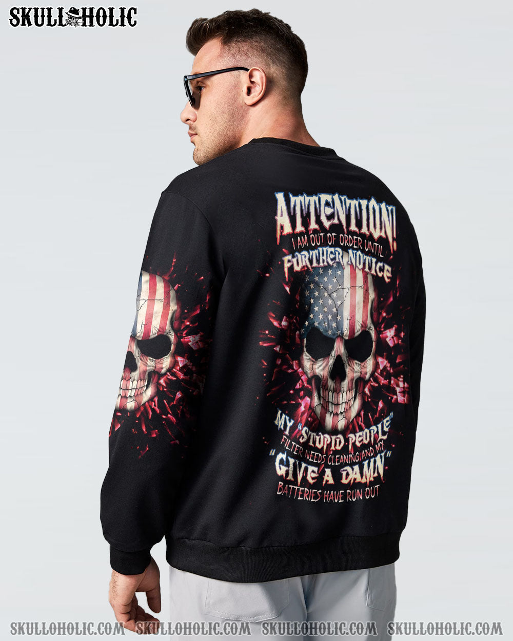 ATTENTION I AM OUT OF ORDER SKULL FLAG ALL OVER PRINT - TLNT1005233