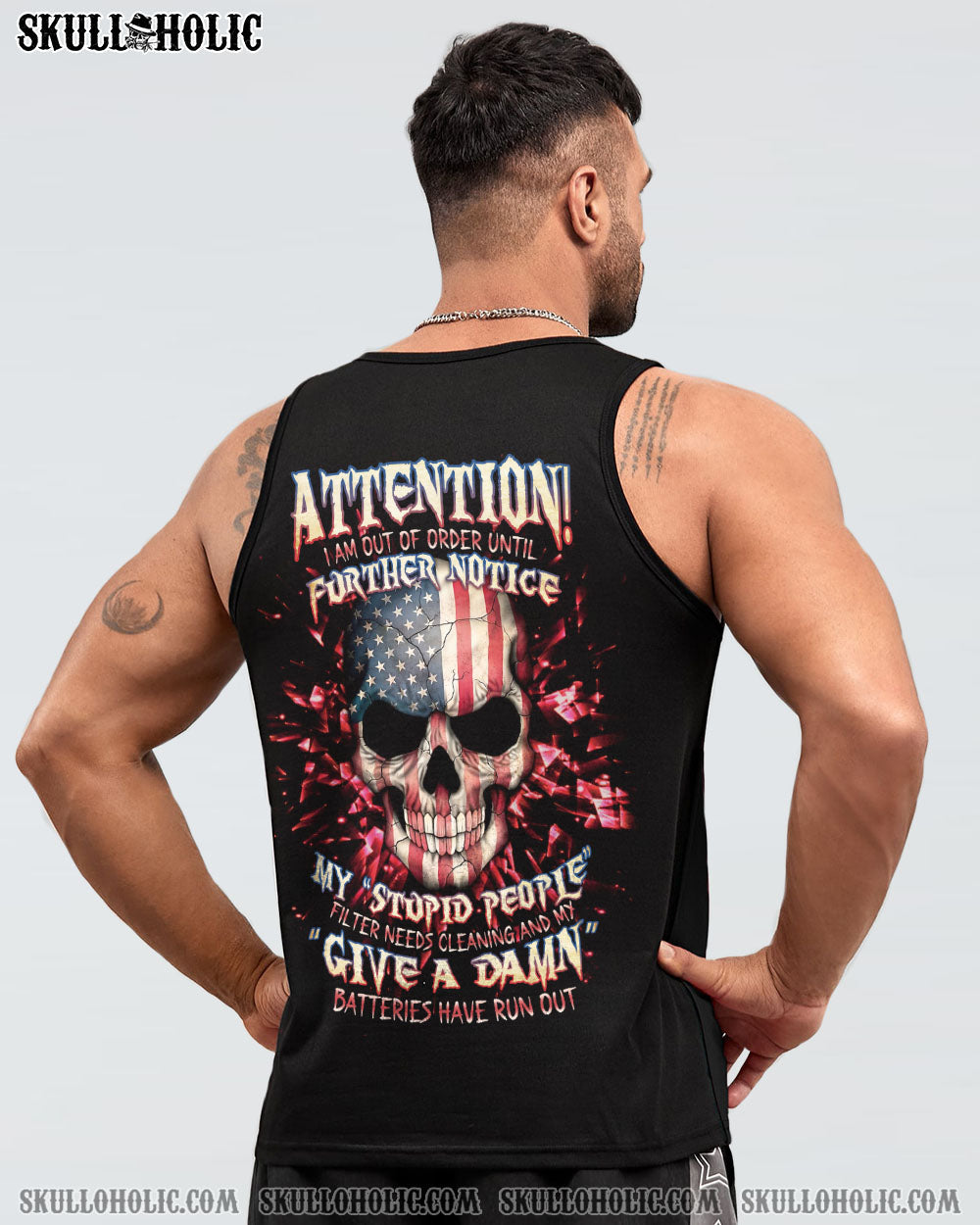 ATTENTION I AM OUT OF ORDER SKULL FLAG ALL OVER PRINT - TLNT1005233