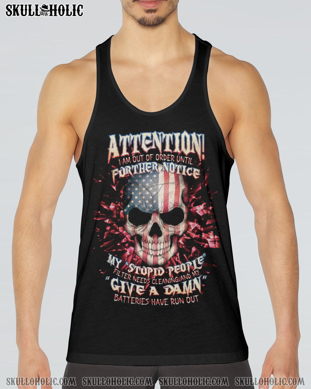 ATTENTION I AM OUT OF ORDER SKULL FLAG ALL OVER PRINT - TLNT1005233