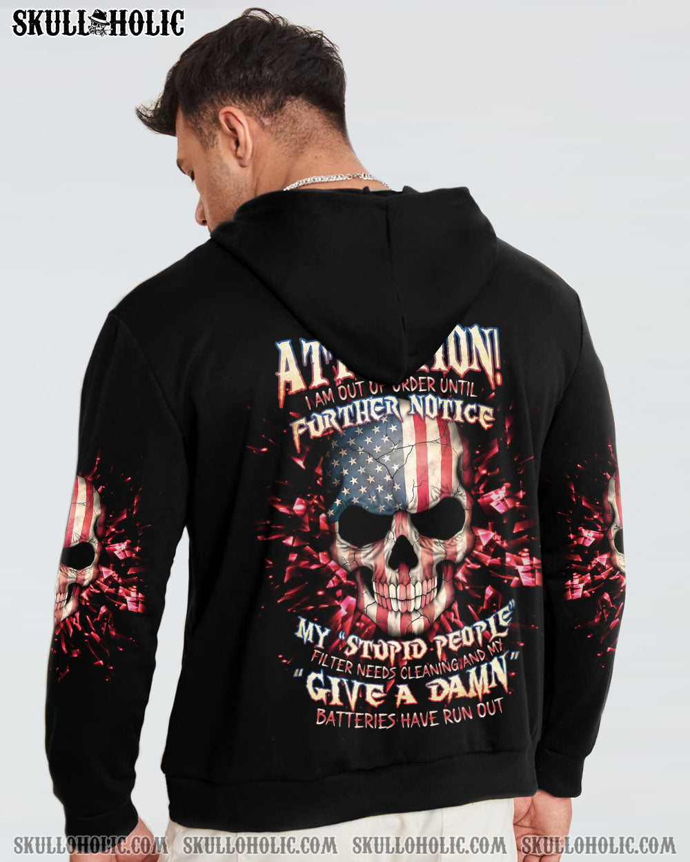 ATTENTION I AM OUT OF ORDER SKULL FLAG ALL OVER PRINT - TLNT1005233