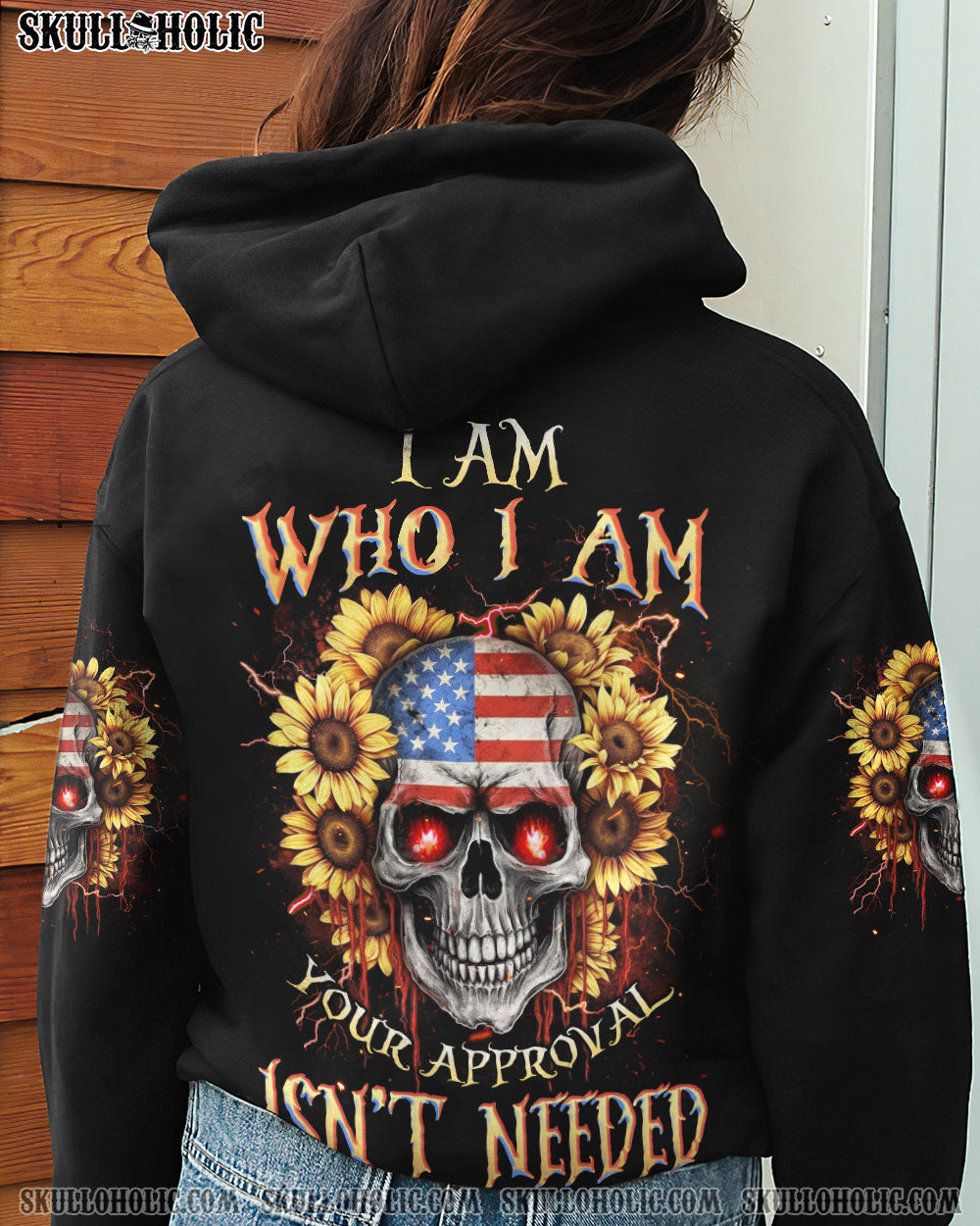 I AM WHO I AM SKULL SUNFLOWER FLAG ALL OVER PRINT - TLNZ1605231
