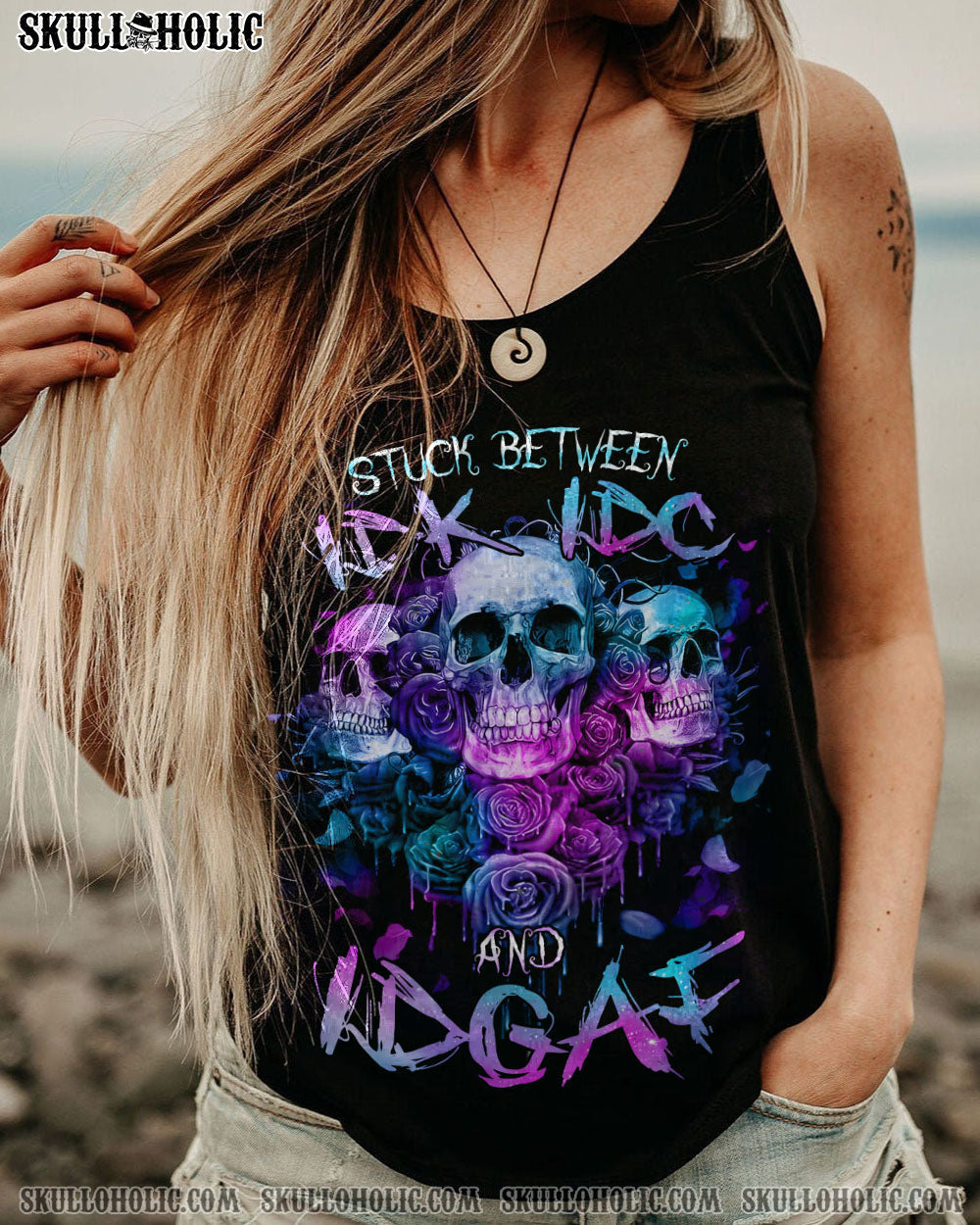 STUCK BETWEEN SKULL ROSE ALL OVER PRINT - TLNZ1701232