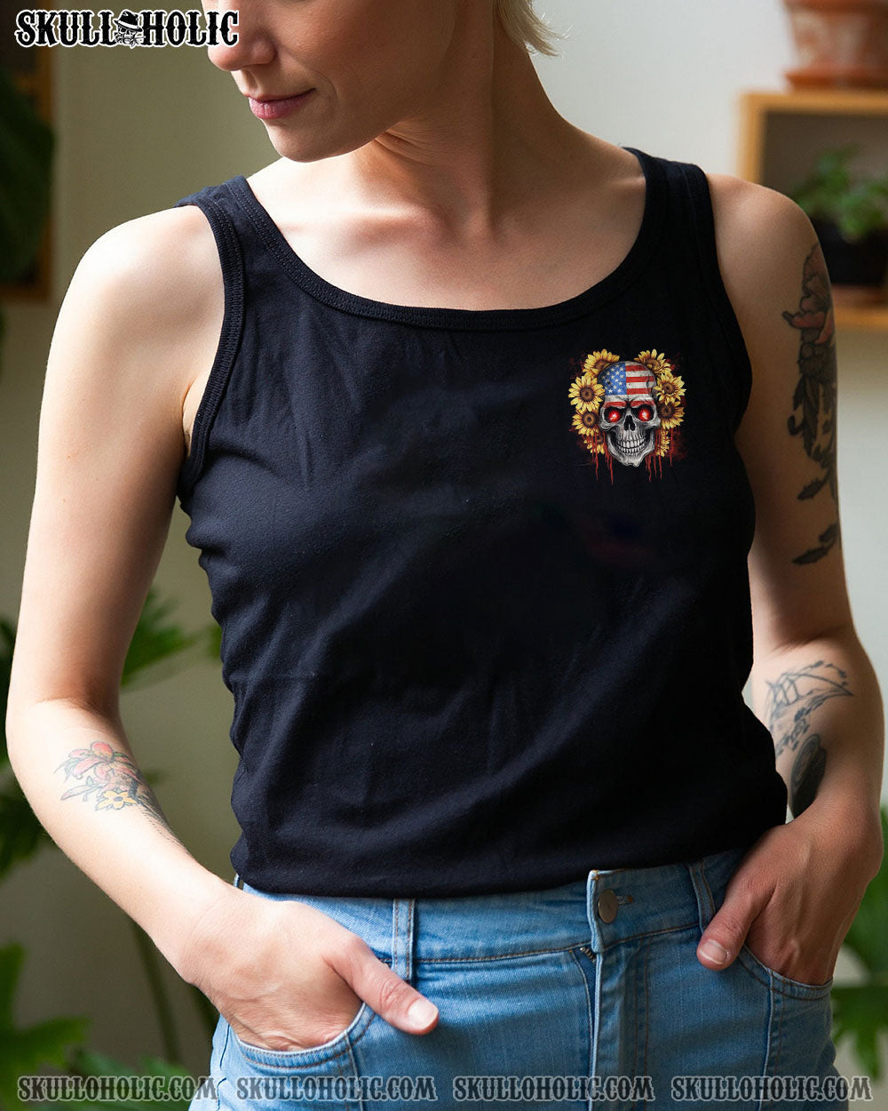 I AM WHO I AM SKULL SUNFLOWER FLAG ALL OVER PRINT - TLNZ1605231