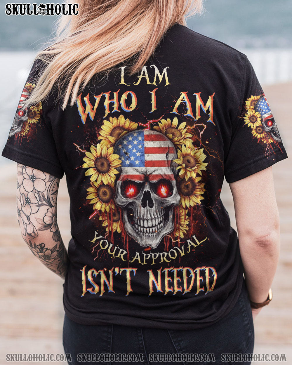 I AM WHO I AM SKULL SUNFLOWER FLAG ALL OVER PRINT - TLNZ1605231