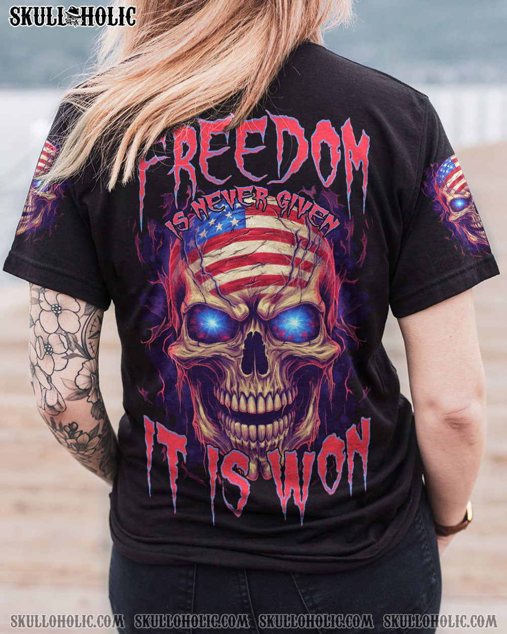 FREEDOM IS NEVER GIVEN IT IS WON ALL OVER PRINT - TYTD1905231