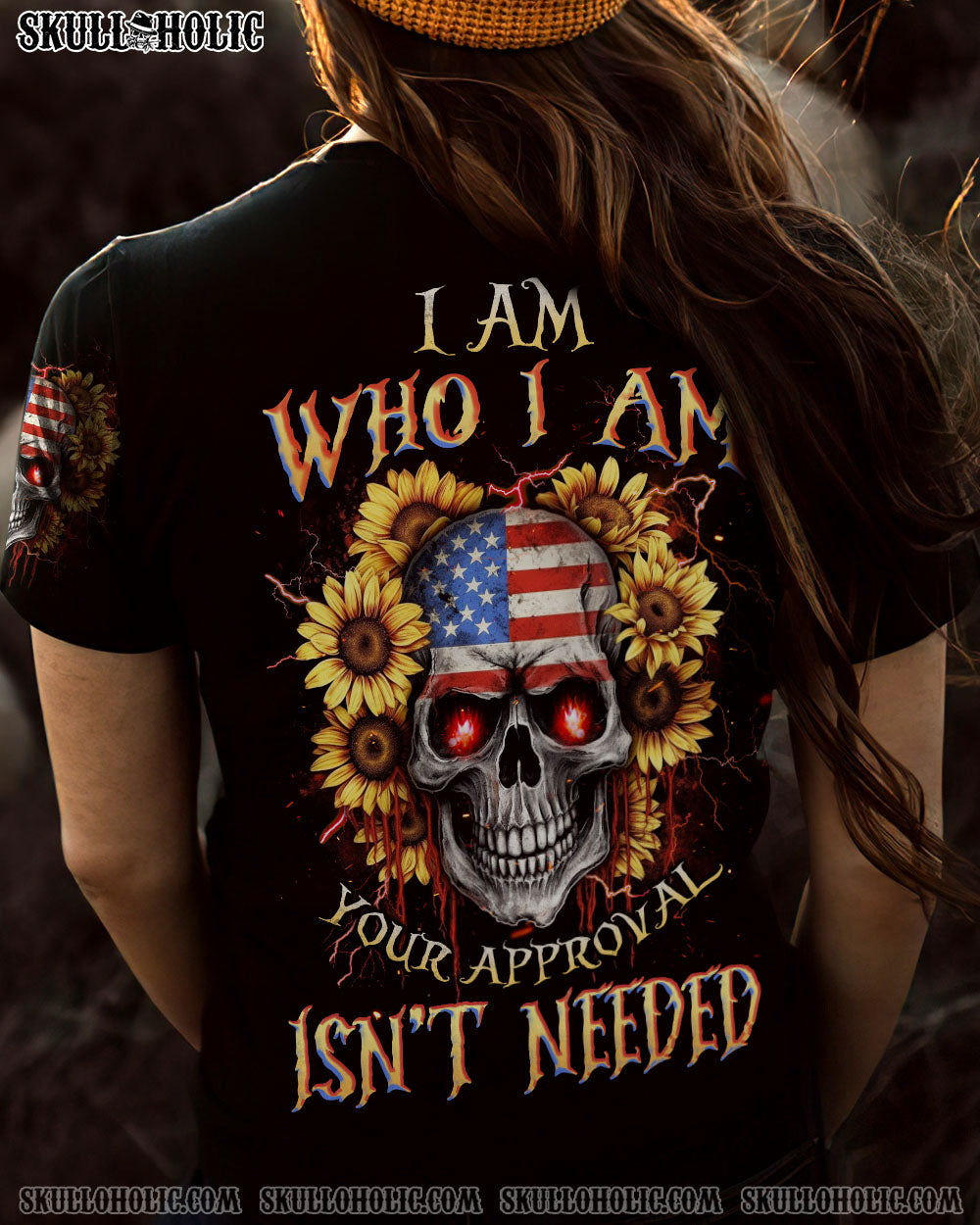 I AM WHO I AM SKULL SUNFLOWER FLAG ALL OVER PRINT - TLNZ1605231