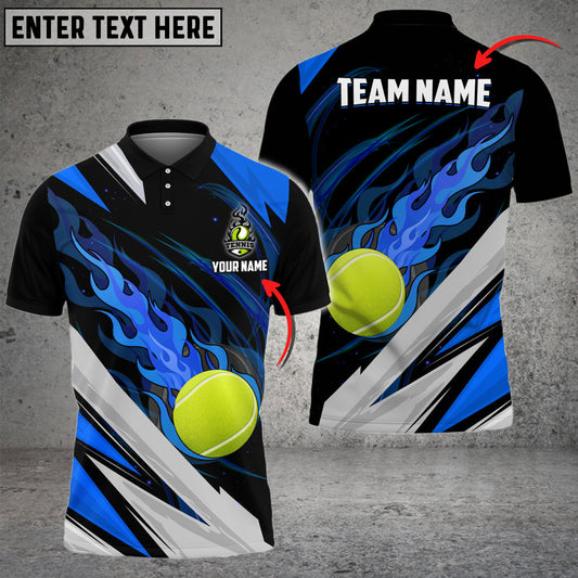 BigCrowns | Tennis Fire Multicolor Options Customized Name 3D Shirt ( 6 Colors )