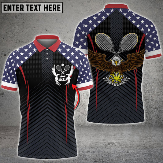 BigCrowns | Tennis Eagle American Flag Customized Name All Over Printed Shirt