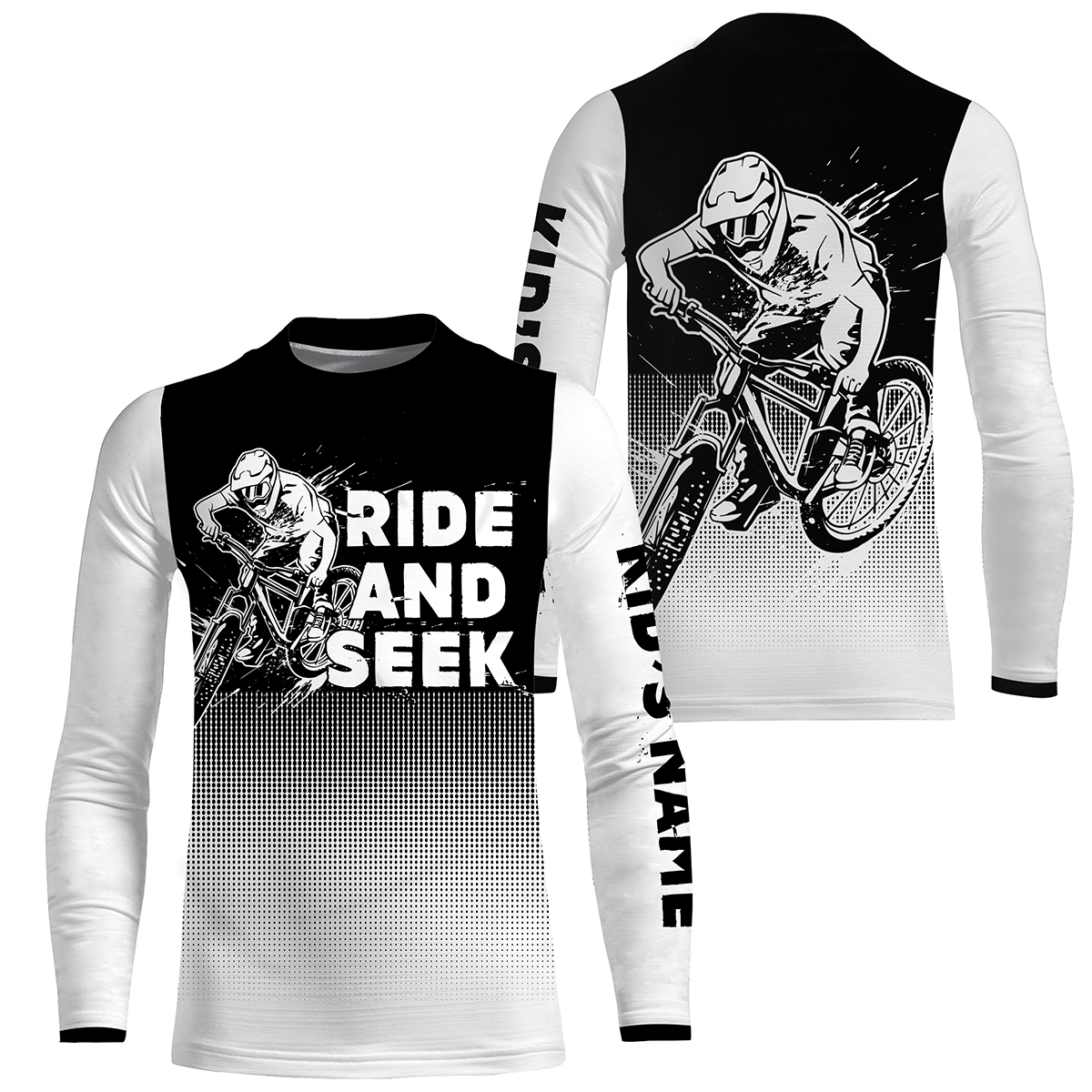 Personalized Mountain Biking Jersey, MTB Jersey All Over Print Long Sleeve Shirt for Cyclist Bike Rider JTS430