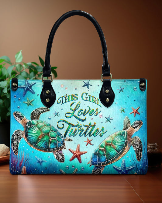 This Girl Loves Turtles Leather Handbag