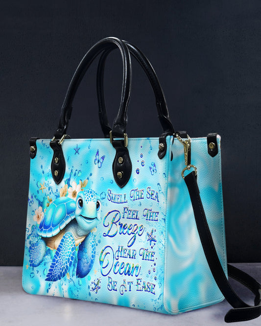 Smell The Sea Feel The Breeze Turtle Leather Handbag