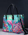 Dolphin In The Ocean Leather Handbag