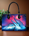 Dolphin Love Beach Leather Handbag