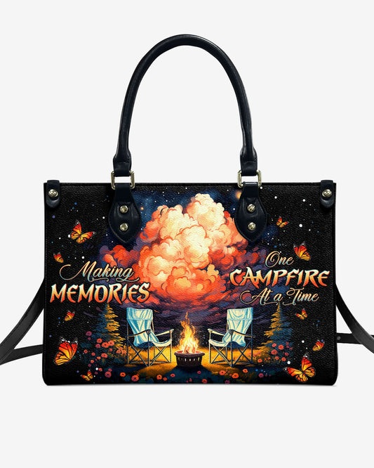 Making Memories One Campfire At A Time Leather Handbag