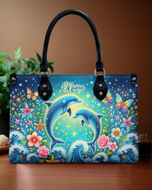 Dolphin Moon Leather Handbag