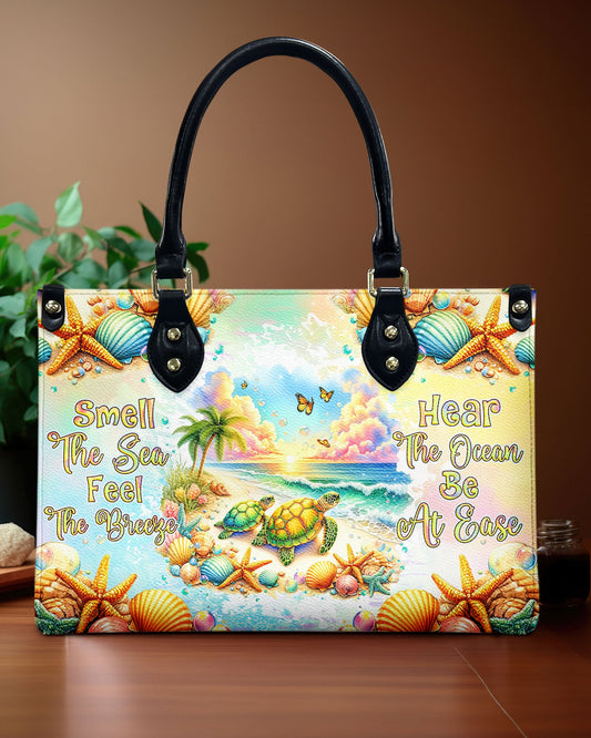 Smell The Sea Feel The Breeze Turtle Leather Handbag