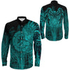 Vegvisir Raven Turquoise Viking Long Sleeve Button Shirt